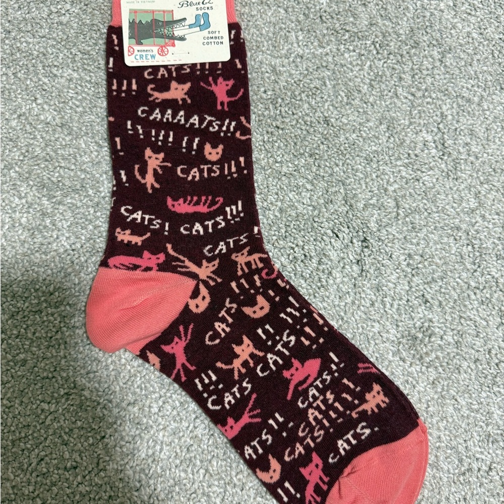 Blue Q Cat Print Socks